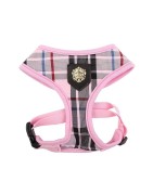 Harnais PUPPIA JUNIOR à carreaux rose style anglais
