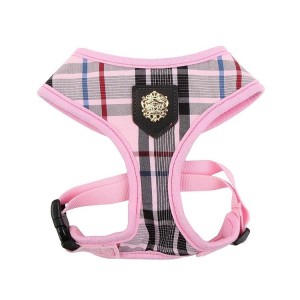 Harnais PUPPIA JUNIOR à carreaux rose style anglais