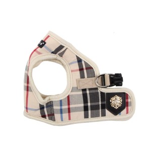 Harnais veste PUPPIA JUNIOR à carreaux beige style anglais