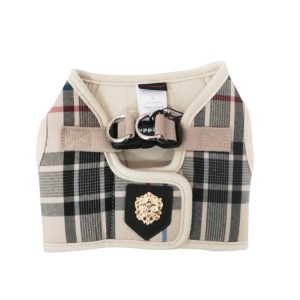 Harnais veste PUPPIA JUNIOR à carreaux beige style anglais