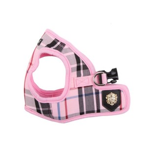 Harnais veste PUPPIA JUNIOR à carreaux rose style anglais