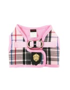 Harnais veste PUPPIA JUNIOR à carreaux rose style anglais