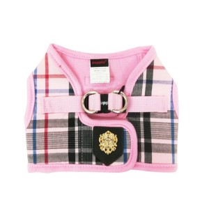 Harnais veste PUPPIA JUNIOR à carreaux rose style anglais