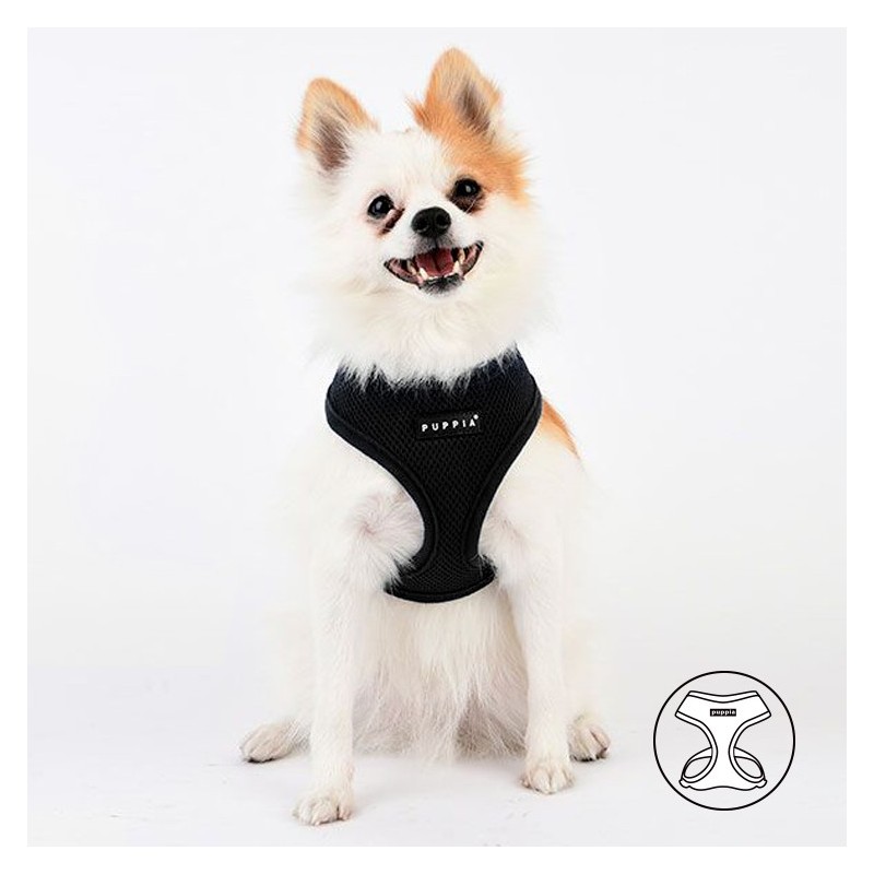 Harnais PUPPIA SOFT noir ultra confortable pour chien