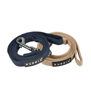 Laisse en nylon résistante PUPPIA unie beige ou bleu marine résistante