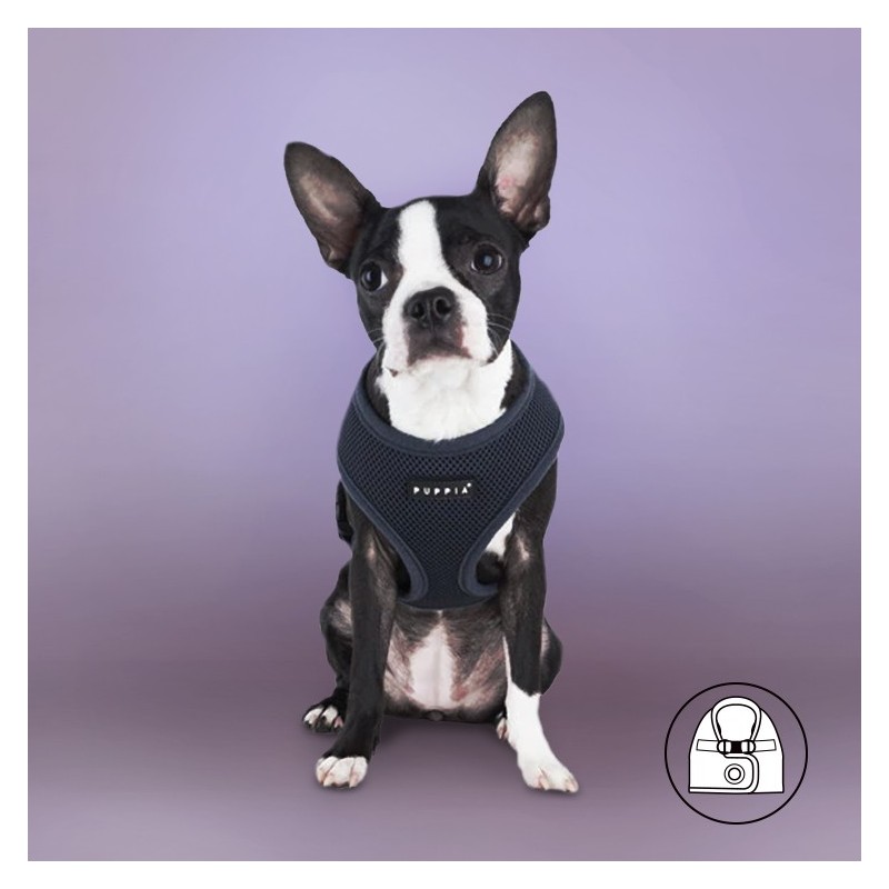 Harnais veste PUPPIA SOFT bleu marine ultra confortable pour chien