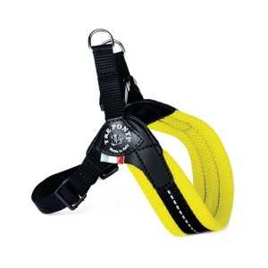 Harnais confort ajustable TRE PONTI pour chien avec clip | Jaune fluo