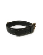 Collier en cuir doublé et surpiqué Bobby Classic pour chien | Noir