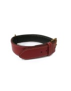 Collier en cuir doublé et surpiqué Bobby Classic pour chien | Rouge