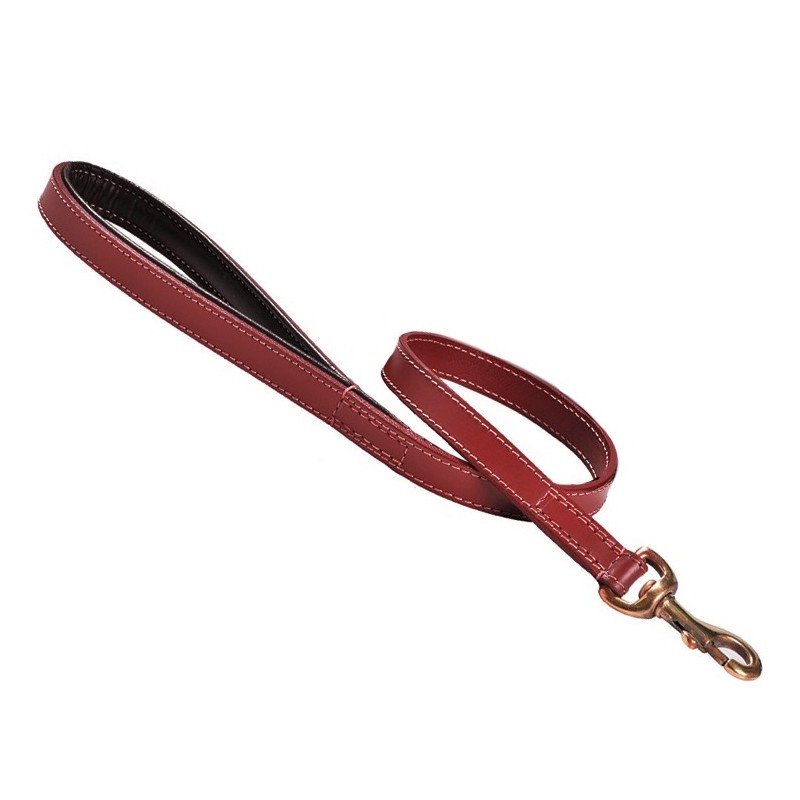 Laisse en cuir doublé avec surpiqûres pour chien | BOBBY Classic