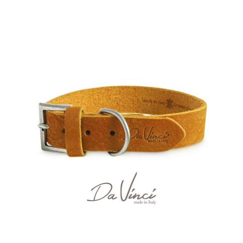 Collier Da Vinci en cuir gras LUXE pour chien | Jaune