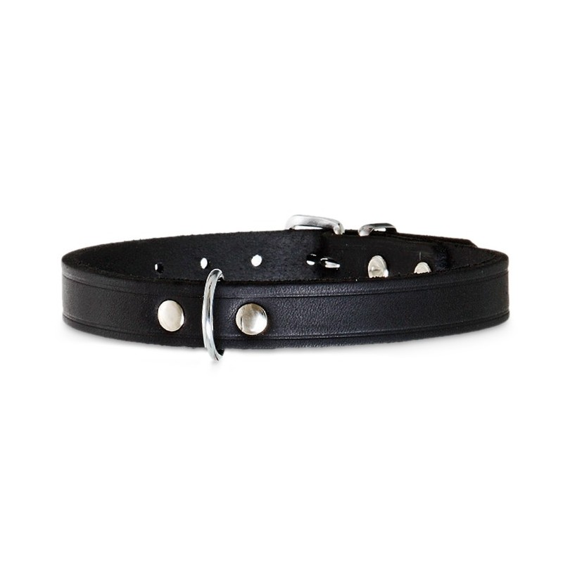 Collier pour chien RONDO en cuir avec rivets rond |Noir
