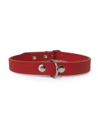 Collier pour chien RONDO en cuir avec rivets rond |Rouge