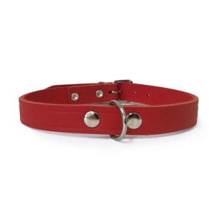 Collier pour chien RONDO en cuir avec rivets rond |Rouge