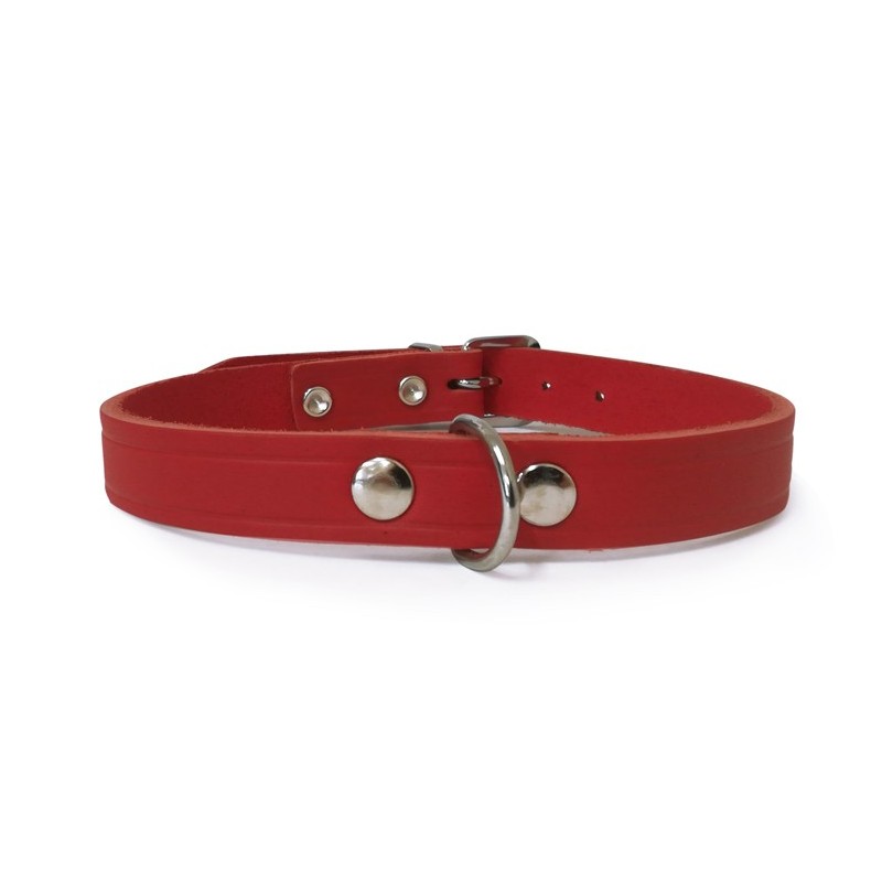 Collier pour chien RONDO en cuir avec rivets rond |Rouge