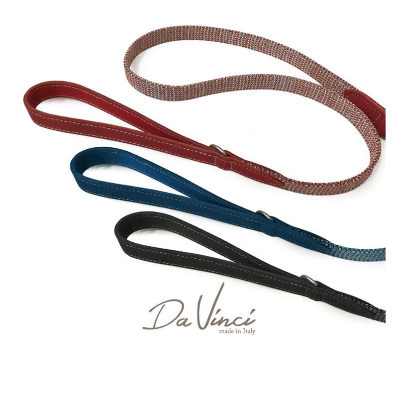 Collier pour chien Da Vinci en cuir gras et tissus nattés