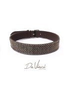 Collier pour chien Da Vinci en cuir végétal et tweed | Marron