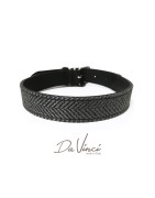 Collier pour chien Da Vinci en cuir végétal et tweed | Noir