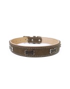 Collier pour chien en cuir marron avec os TIMBER