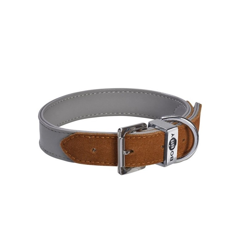Collier pour chien en simili cuir et suédine | BOBBY HASARD | Gris