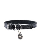 Collier pour petit chien en cuir avec pendentif | BOBBY POWER | Noir