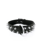 Collier pour chien en cuir noir avec 2 rangs de pointes | BOBBY Rock Attitude