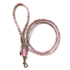 Laisse ronde pour chien en cuir de veau style écossais
