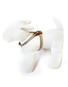 Harnais cuir de veau rond écossais beige pour chien