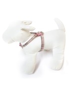 Harnais cuir de veau rond écossais rose pour chien