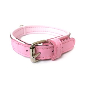 Collier cuir de veau rond écossais rose pour chien