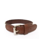 Collier cuir de veau rond écossais beige pour chien