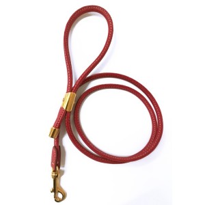 Laisse ronde pour chien en cuir de veau