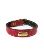 Collier cuir de veau souple rouge pour chien