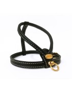 Harnais cuir de veau rond noir pour chien