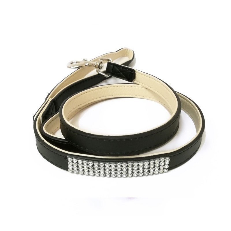 Laisse pour chien en cuir avec strass BLING BLING