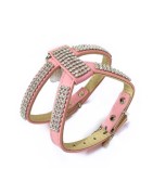 Harnais pour chien en cuir rose avec strass BLING BLING