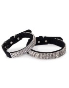 Collier strass pour chien en suédine noir