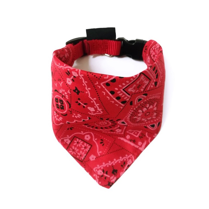 Collier bandana pour chien en nylon et coton rouge