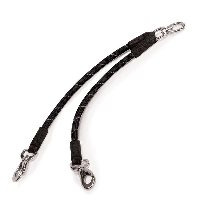 Laisse double en nylon rond pour attacher 2 chiens avec attache tournante