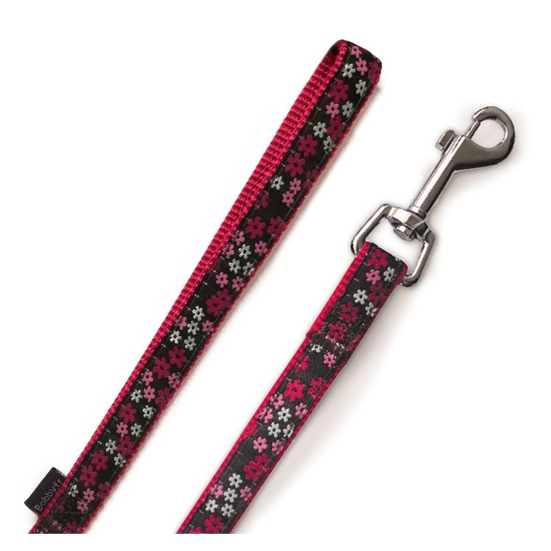 Laisse pour petit chien en nylon et tissu FLOWER | Bobby