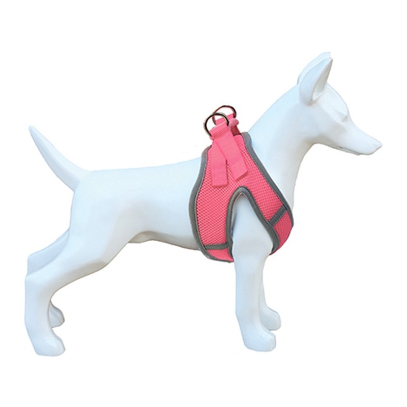 Harnais veste pour chien en tissu alvéolé respirant | Rose fluo