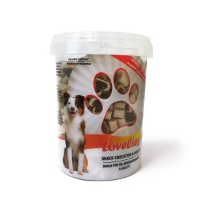 Seau de petites friandises pour chien coeurs fourrés LOVELIES pour chien