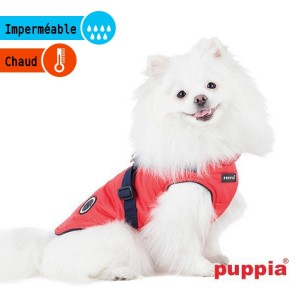 Manteau imperméable pour chien avec harnais intégré | Puppia | Rouge