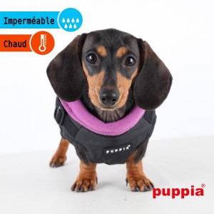 Manteau imperméable pour chien avec harnais intégré | Puppia | Noir