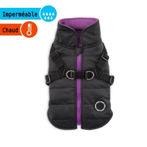Manteau imperméable pour chien avec harnais intégré | Puppia | Noir