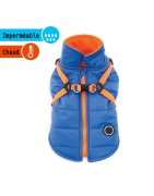 Manteau imperméable pour chien avec harnais intégré | Puppia | Bleu