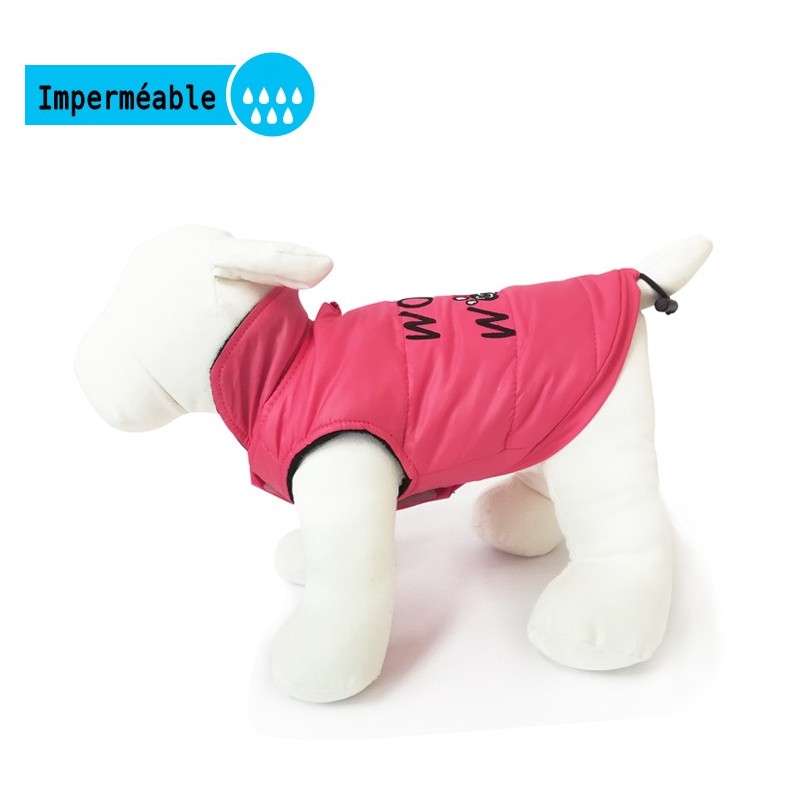Manteau imperméable doudoune rose WOOF WOOF | Petit chien