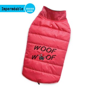 Manteau imperméable doudoune rose WOOF WOOF | Petit chien