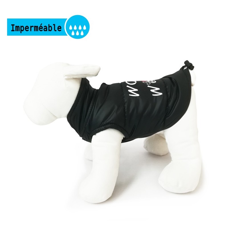 Manteau imperméable doudoune noir WOOF WOOF | Petit chien