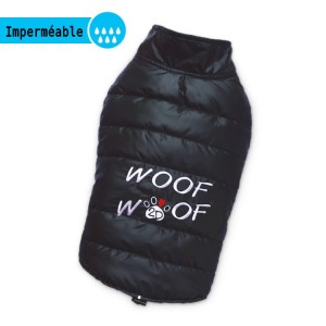 Manteau imperméable doudoune noir WOOF WOOF | Petit chien